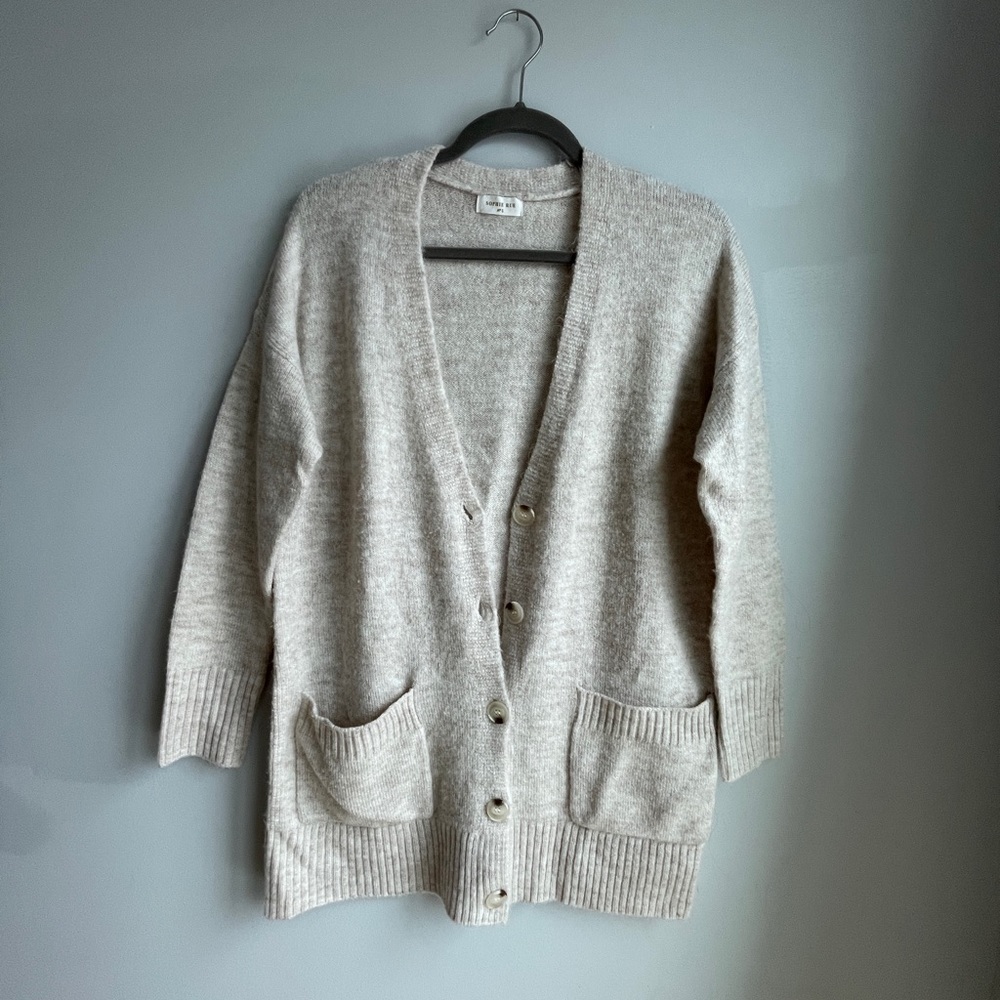 Cozy Soft Beige Oversize Cardigan Size Small